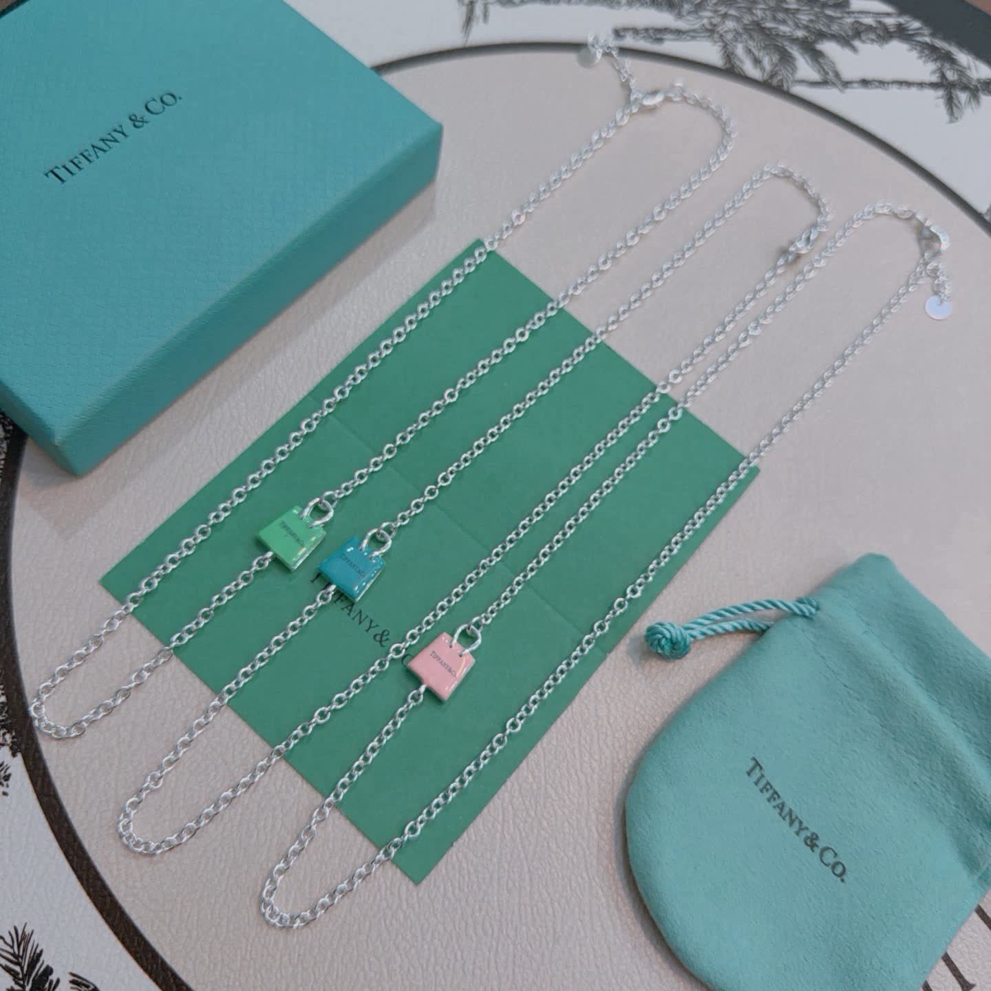 Tiffany & Co. Blue Enamel Lock Charm Necklace